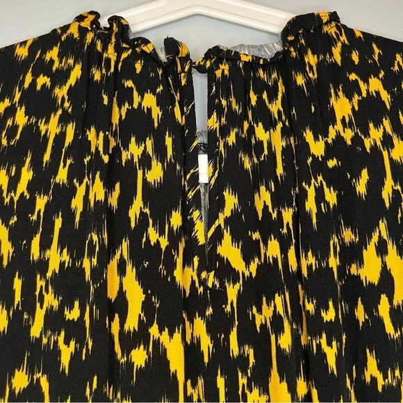 Who What Wear Textured Animal Print Ruffle Dress M 8 10 Black Gold Midi Vacation - Picture 9 of 16